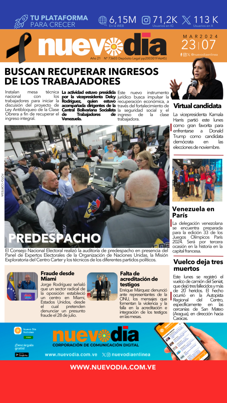 Portada martes 23 de julio de 2024