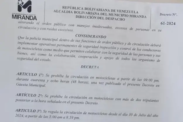 Coro | Decretan regulación de circulación de motos: +DETALLES