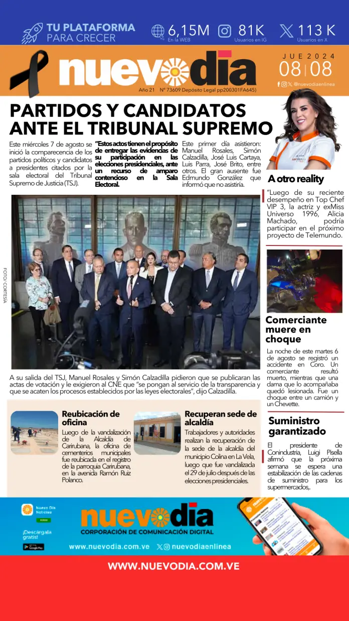 Portada jueves 8 de agosto