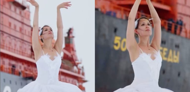 Una mujer hace historia al bailar por primera vez el Lago de los Cisnes en el Polo Norte (Video)