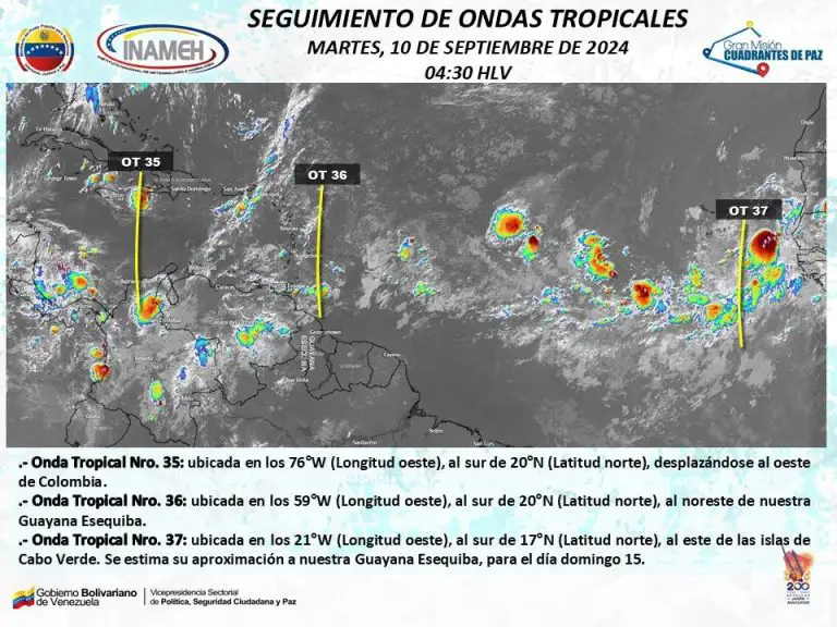 Inameh: Onda tropical 36 ingresa por el oriente del país