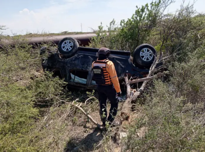 Un accidente de tránsito tipo vuelco en la carretera Coro-Punto Fijo a la altura de Matacán se registró este miércoles con un saldo de un lesionado.