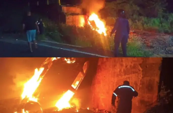 Durante la noche de este domingo 13 de octubre, un conductor cayó por el antiguo puente Cocuiza y murió calcinado tras encenderse el vehículo Chevrolet Captiva.