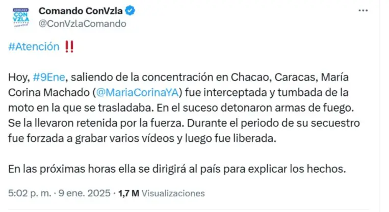 Liberan a María Corina Machado: ¿Quién grabó el video?