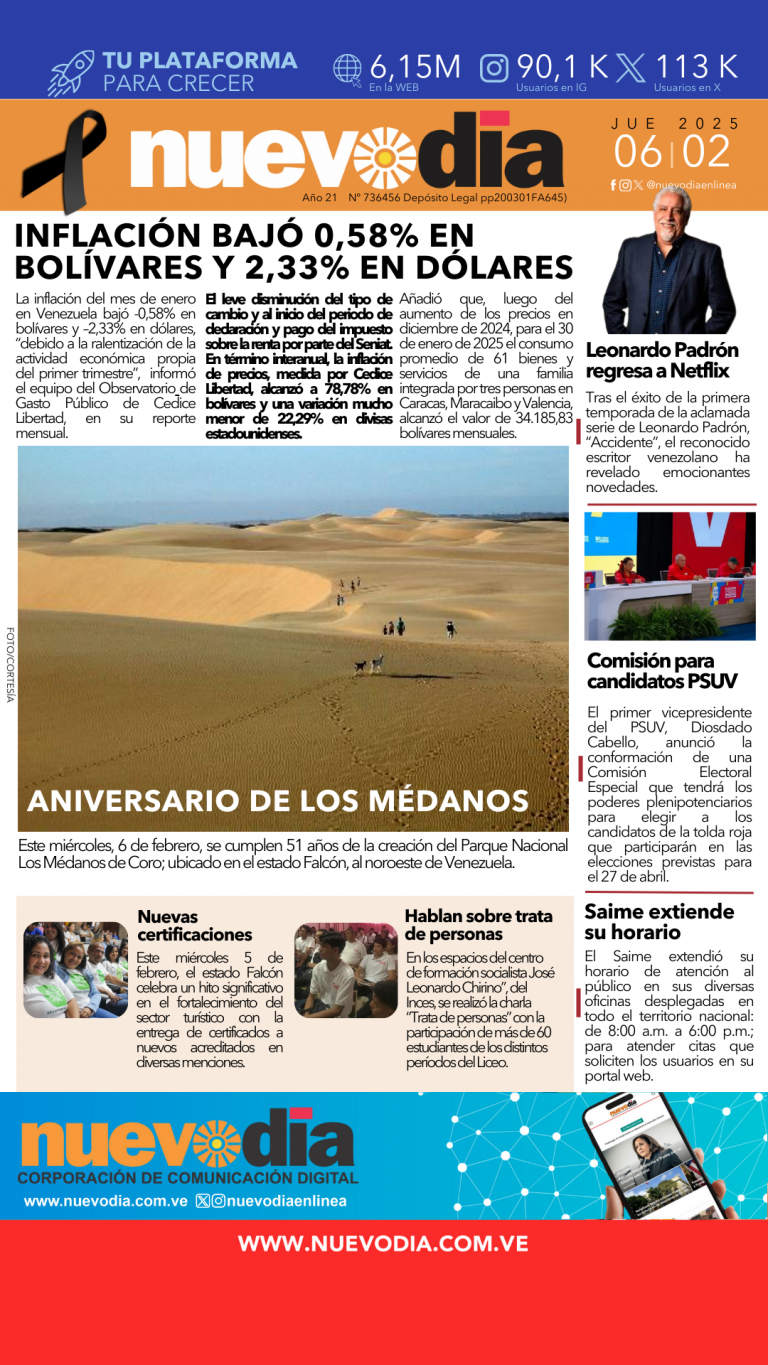 Portada miércoles 6 de febrero de 2025