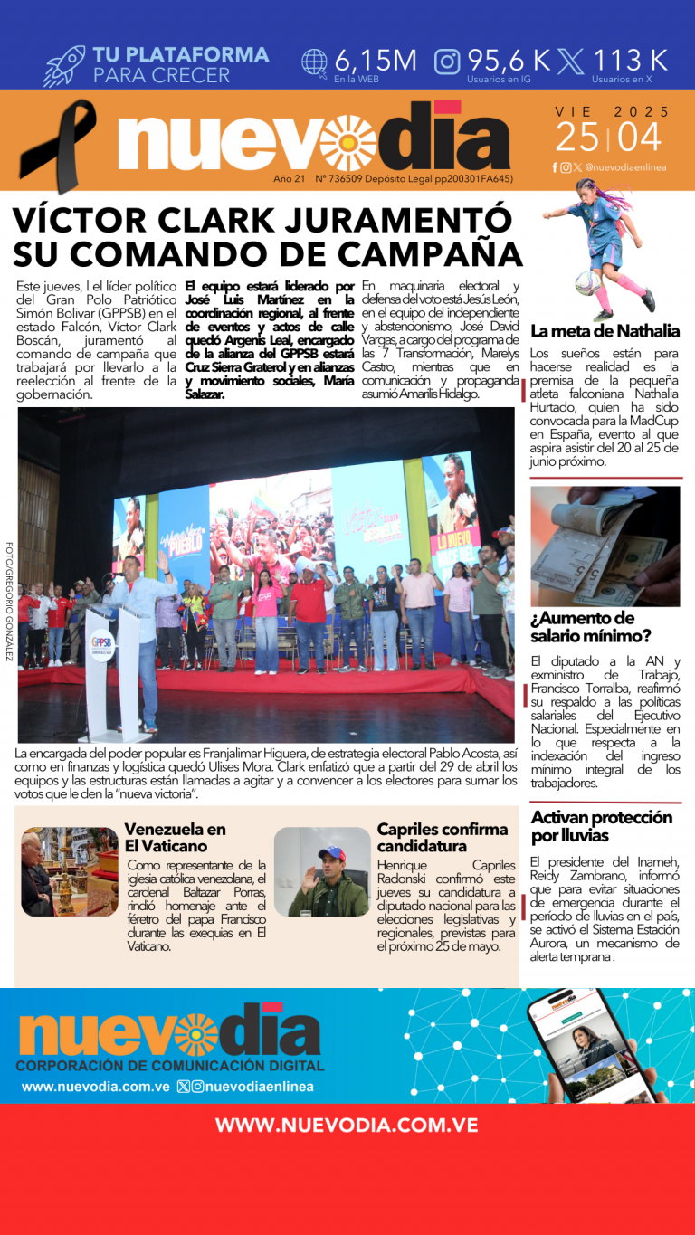 Portada viernes 25 de abril de 2025