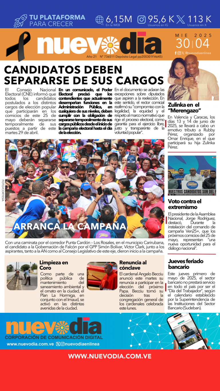 Portada miércoles 30 de abril de 2025