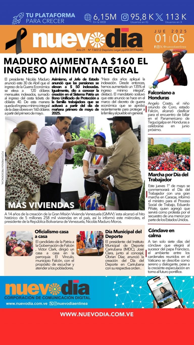 Portada del 01 de mayo de 2025