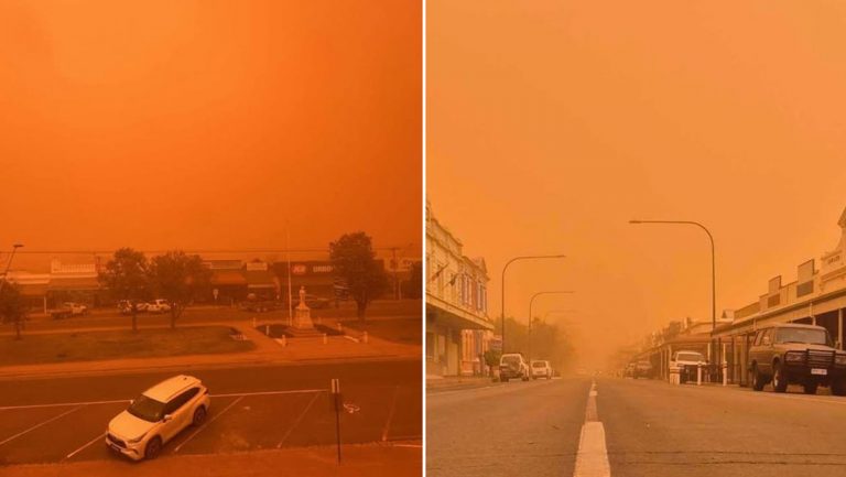 Tormenta de polvo vuelve naranja el cielo de Australia (VIDEO)