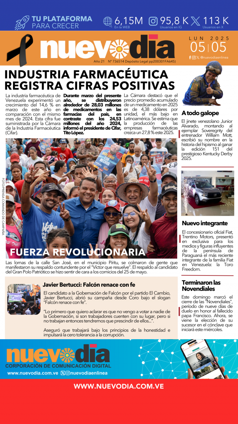 Portada lunes 5 de mayo de 2025