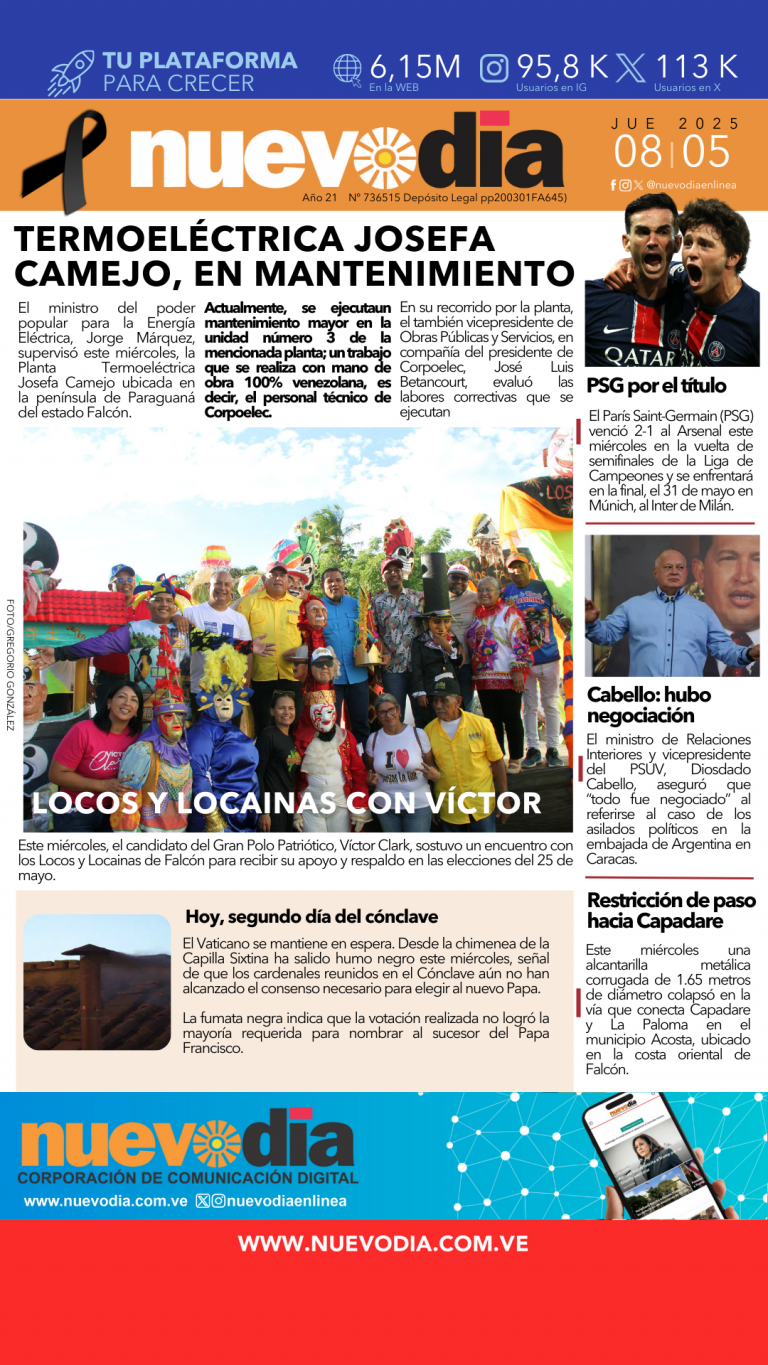 Portada jueves 8 de mayo de 2025