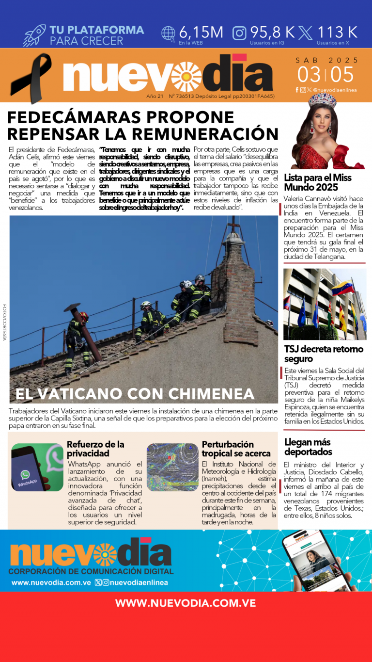Portada sábado 3 de mayo de 2025