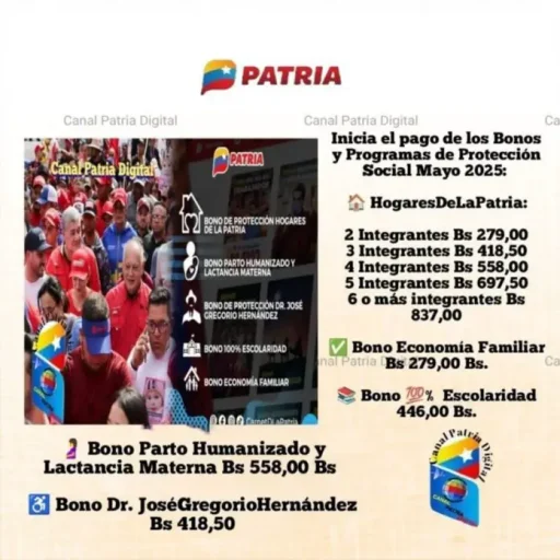 Revelan nuevos montos de bonos del sistema Patria