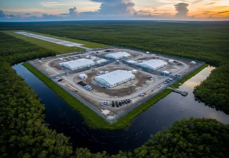 Trump inaugura controvertida prisión para migrantes en Florida