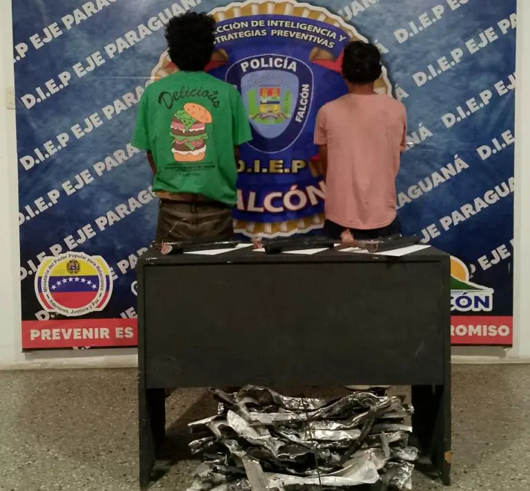 Diep aprehendió a dos sujetos por hurto de material estratégico