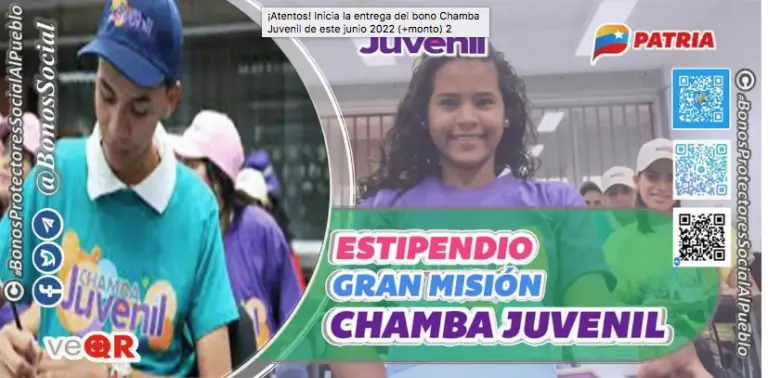 Este es el monto del bono Chamba Juvenil de junio 2022