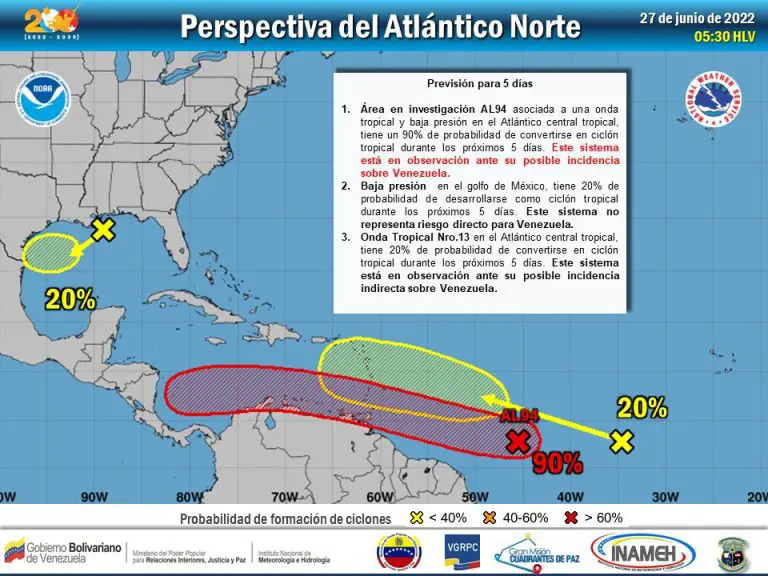 Inameh: posible depresión tropical tendrá incidencia en costas venezolanas