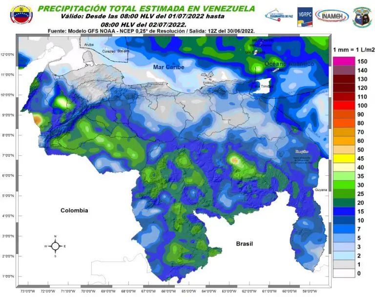 Inameh prevé este viernes lluvias de intensidad variable en gran parte del país