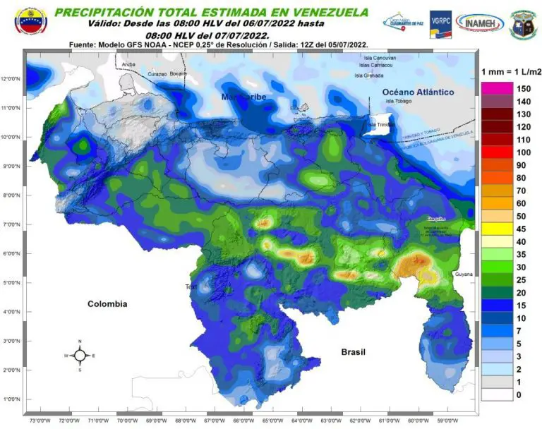 Inameh prevé este miércoles lluvias sobre gran parte del país