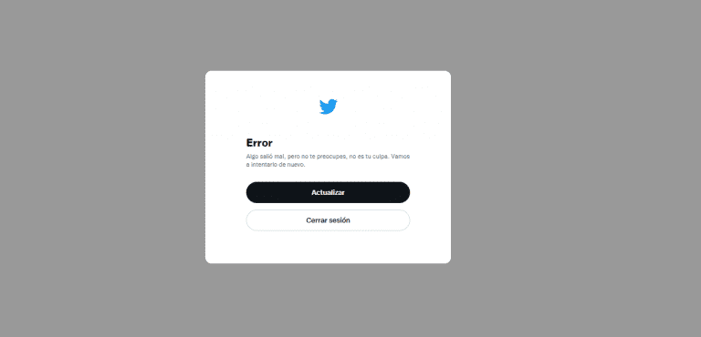 Mensaje de “Error” en Twitter por falla masiva este jueves