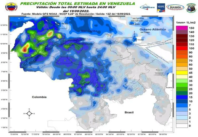 Inameh pronostica precipitaciones de intensidad variable en el país