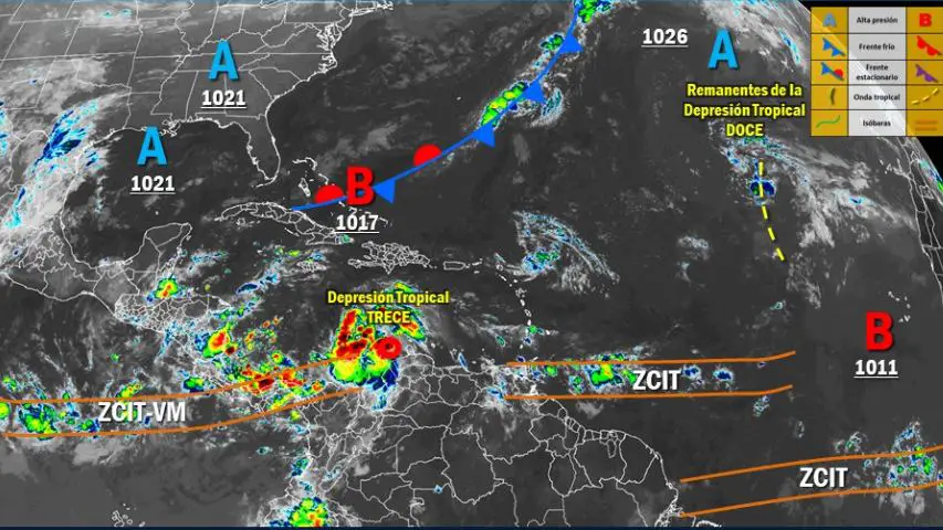 Depresión tropical 13 salió de Venezuela